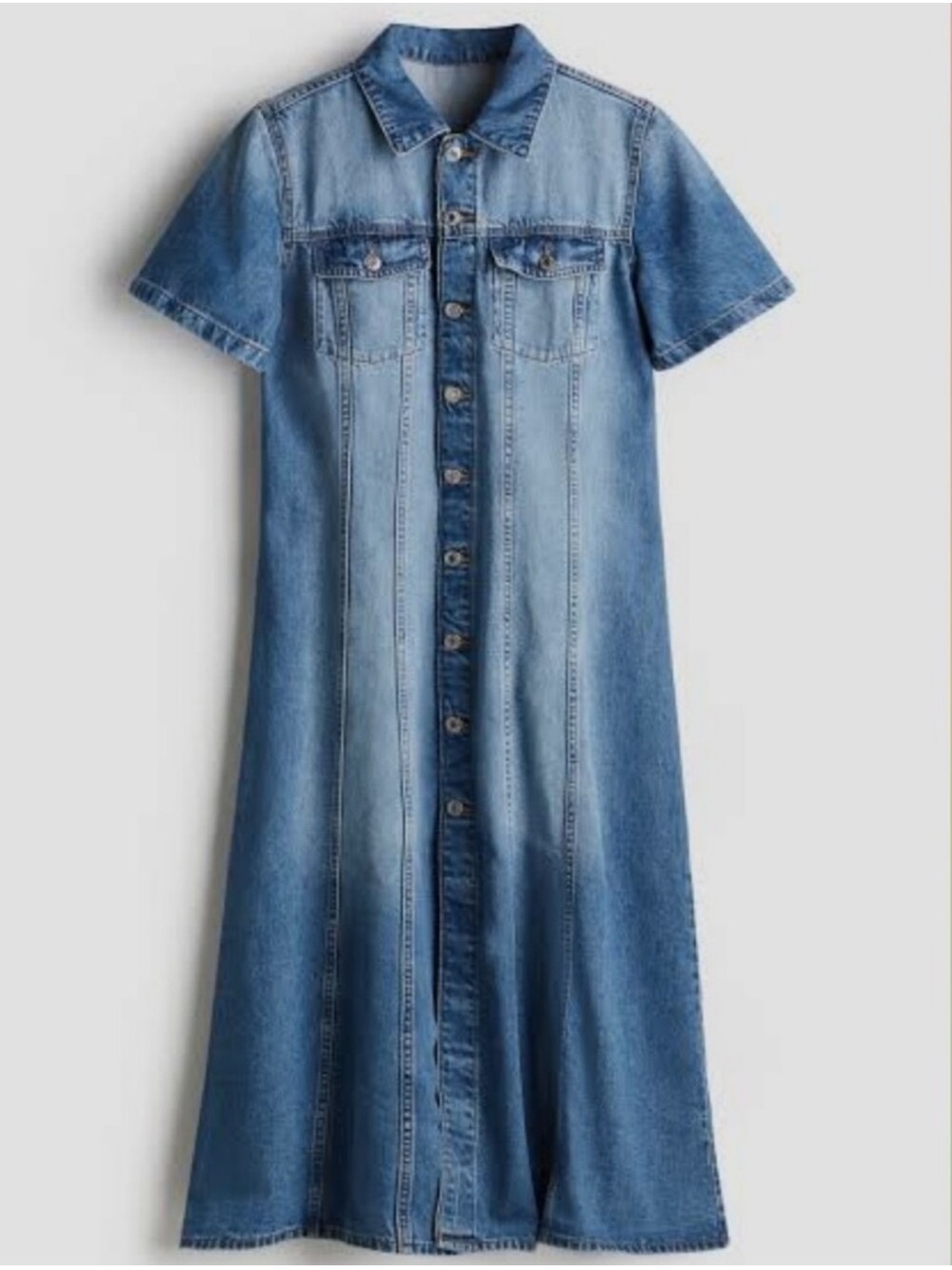H&M &Denim Feather Soft Flared Skirt Denim Dress S